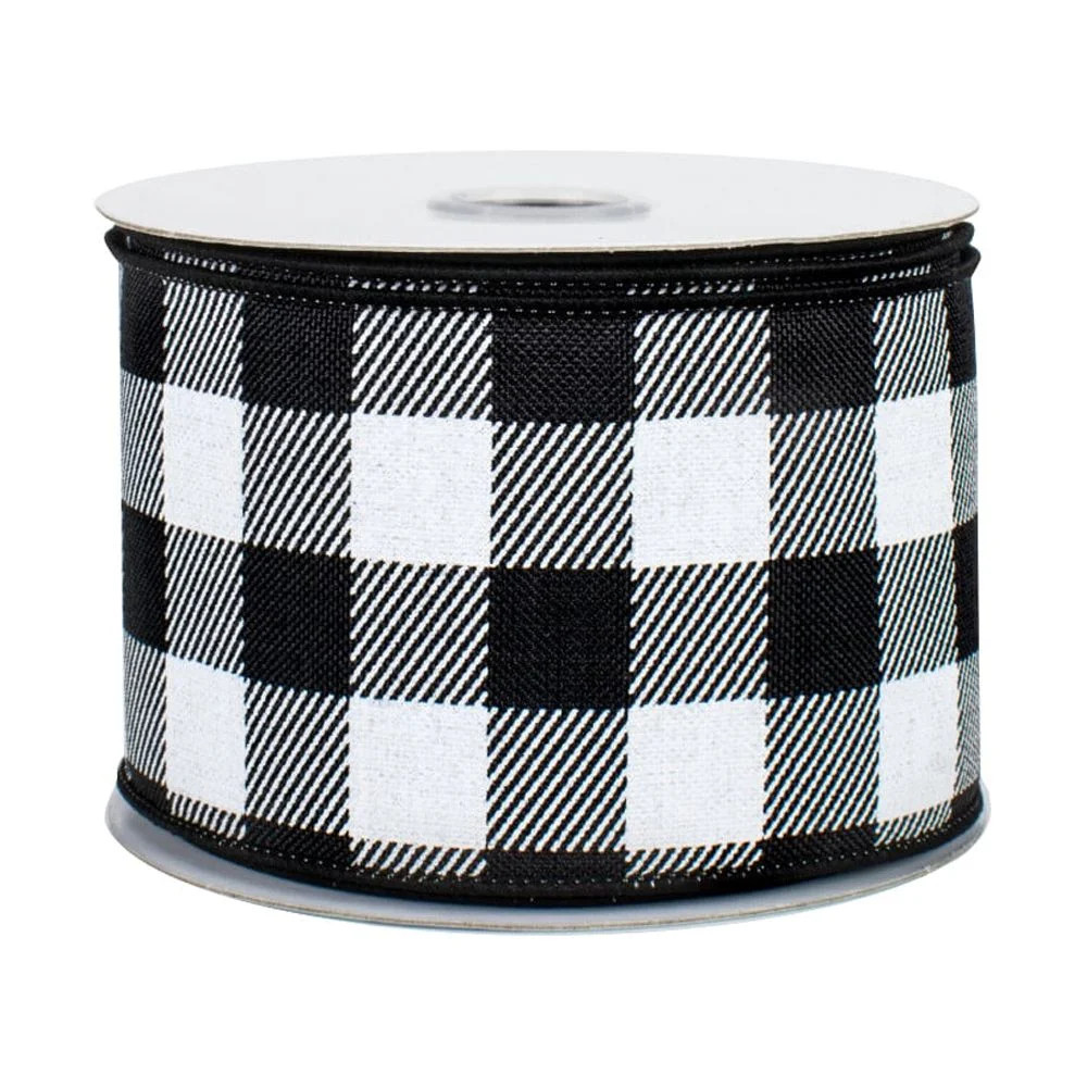 Black White Buffalo Plaid Ribbon - 2 1/2" x 10 Yards, Wired Edge, Christmas, Birthday, Rustic, Fa... | Walmart (US)