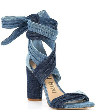 Gianni Bini Astraahh Denim Ankle Wrap Dress Sandals | Dillard's | Dillard's