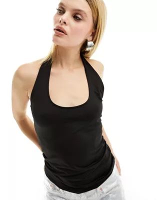Weekday Astrid halter neck top in black | ASOS (Global)