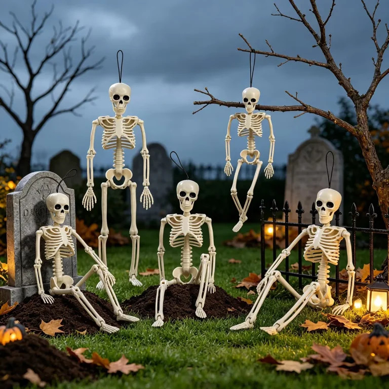 Fdyrgv 4 Pack 16" Posable Full Body Skeleton, Halloween Skeleton Decor with Movable Joints & Adju... | Walmart (US)