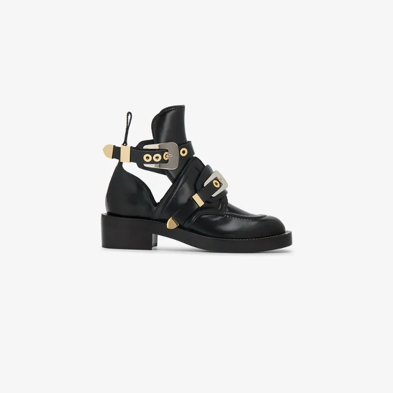 Balenciaga Black Apron Leather Ankle Boots | Browns Fashion