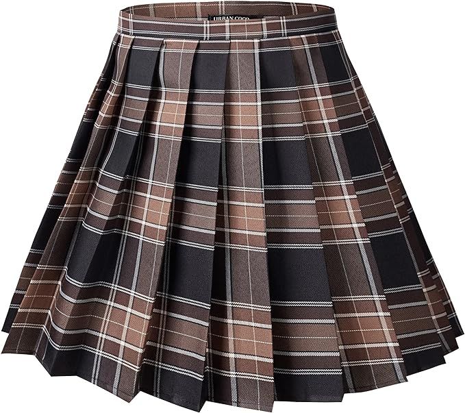 Urban CoCo Womens Uniforms Plaid Pleated Mini Skirt | Amazon (US)