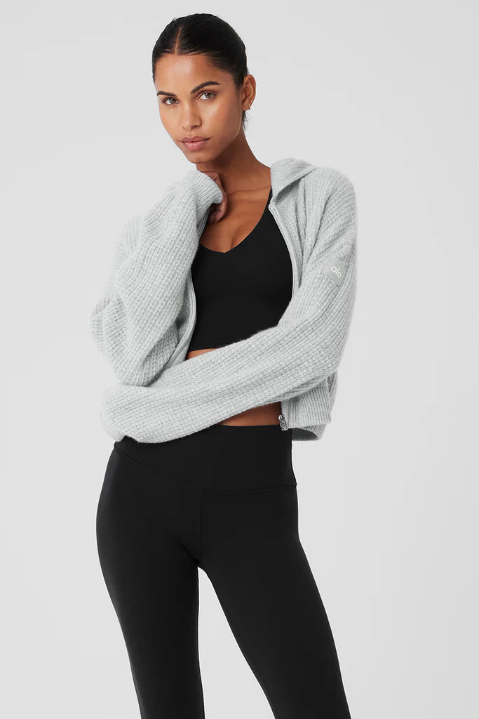 Cashmere Plush Waffle Full Zip Hoodie | Alo Yoga