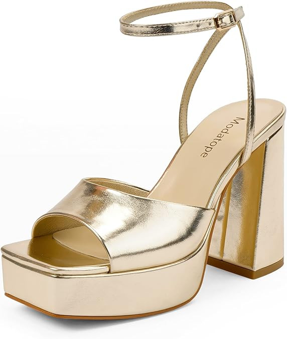 Modatop Platform Heels for Women Platform Sandals Womens Chunky Heel Open Toe Pumps Ankle Strap W... | Amazon (US)