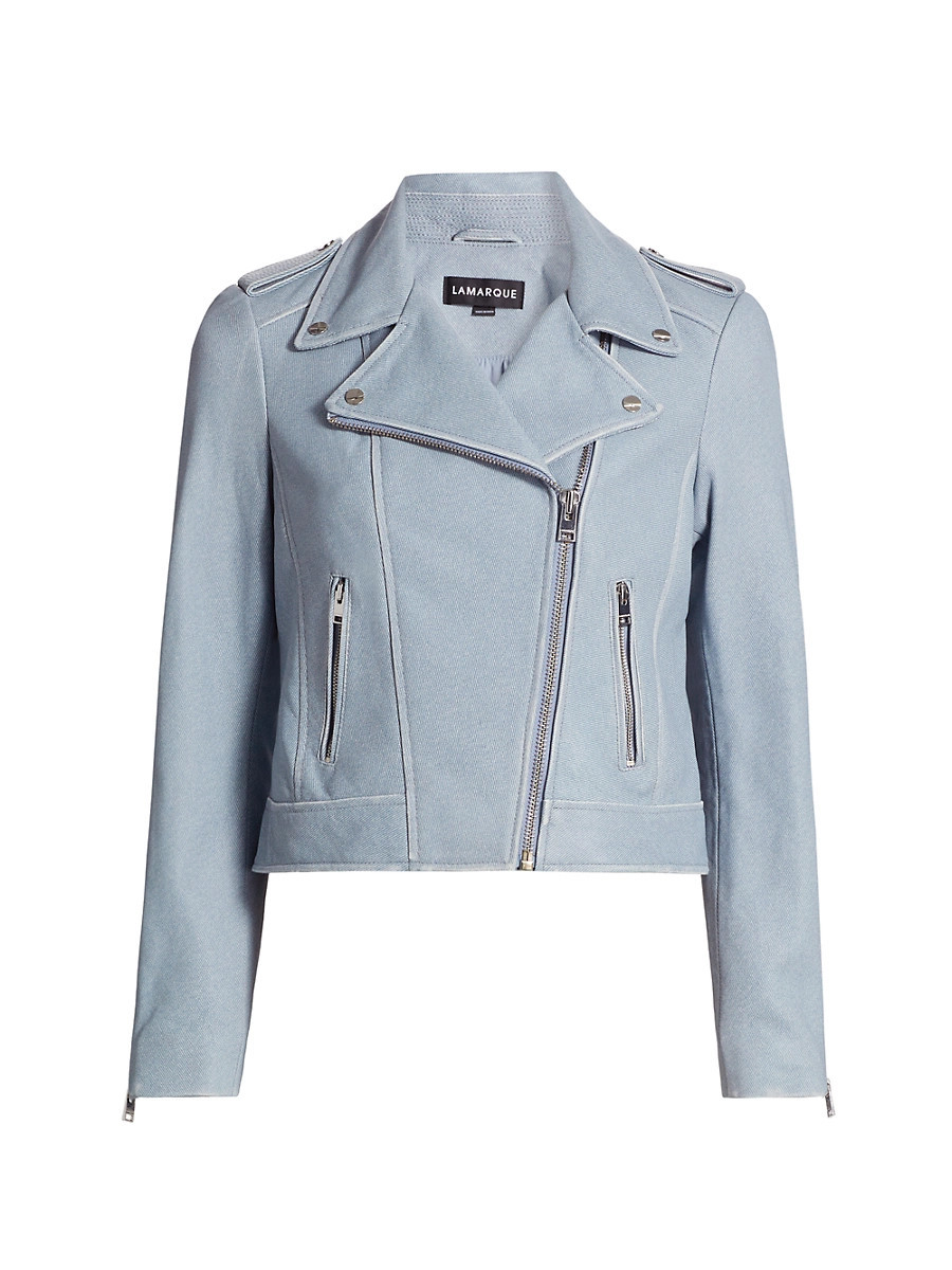Women's Donna Leather Jacket - Light Blue Denim - Size XS | Saks Fifth Avenue