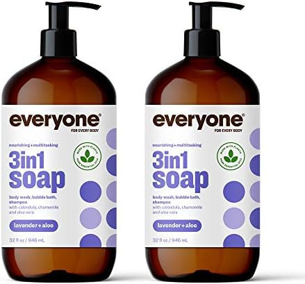 Everyone 3-in-1 Soap: Shampoo,Body Wash, Bubble Bath, and Shampoo, Lavender and Aloe, 32 Ounce, 2... | Amazon (US)