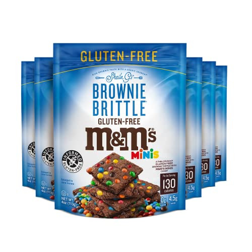 Sheila G's Gluten Free M&M Brownie Brittle Sweet Chocolate Crispy Snack-Rich Brownie Taste with a Cookie Crunch- 4oz bag, pack of 6, Blue & White | Amazon (US)