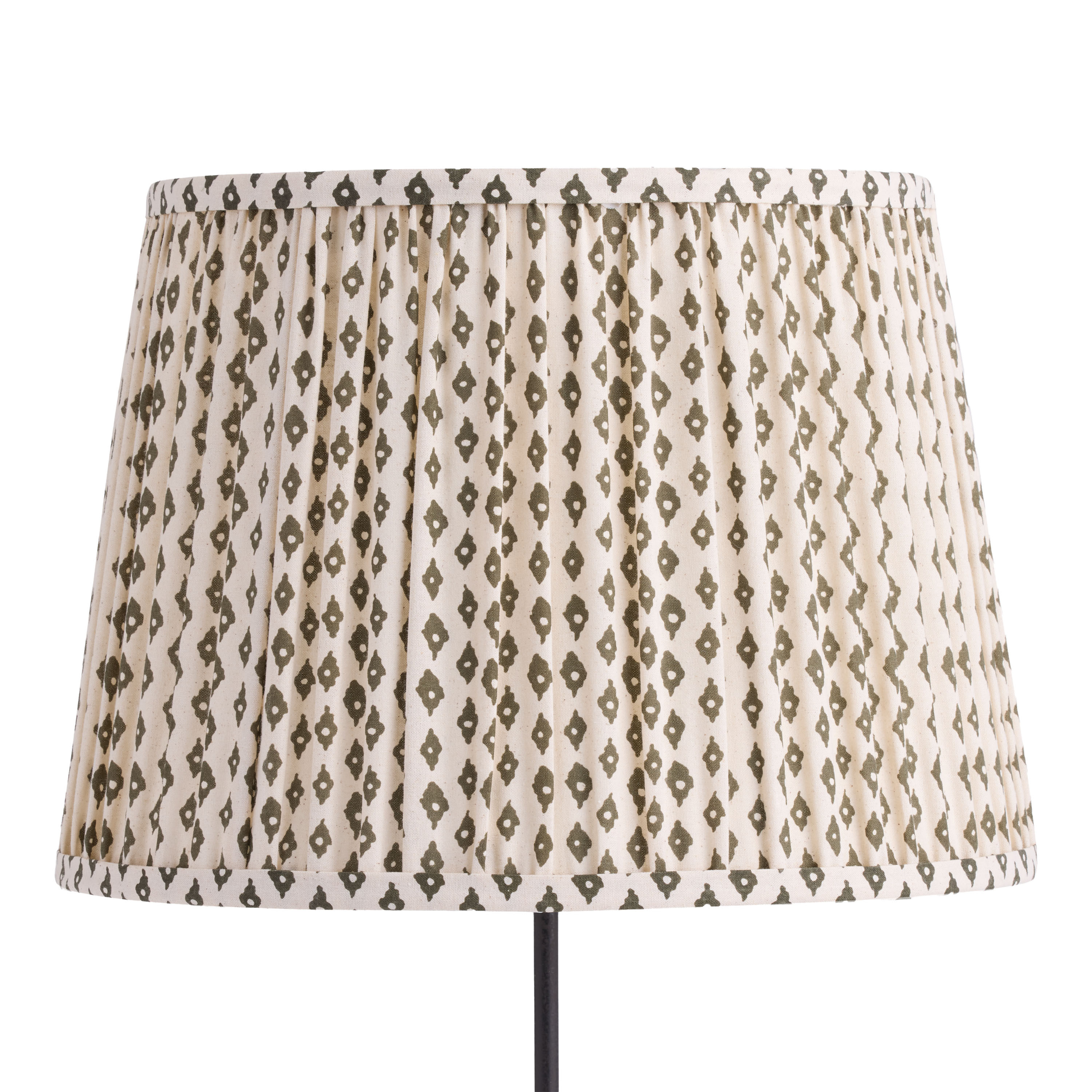 Olive Green Diamond Pleated Block Print Table Lamp Shade | World Market