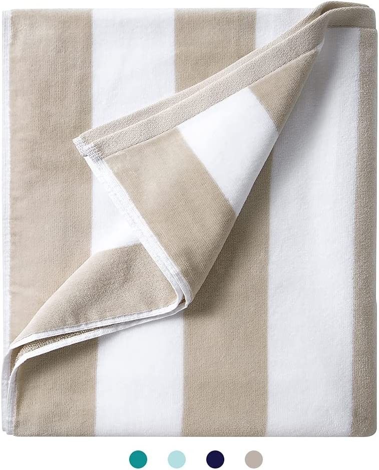 LULUHOME Plush Oversized Beach Towel - Fluffy Cotton Thick 36 x 70 Inch Chiffon Striped Pool Towels, | Amazon (US)