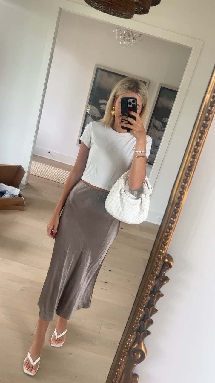 Summer fall church elevated outfit 
Aritzia satin skirt - size 6 under $100
Cuts crop tomboy tee - size small 


#LTKFindsUnder50 #LTKFindsUnder100 #LTKSaleAlert