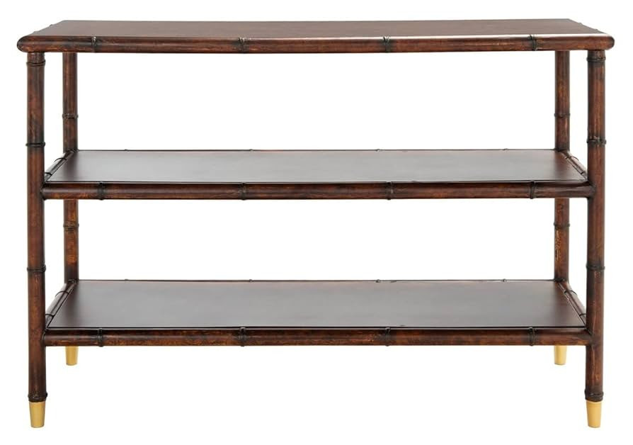 SAFAVIEH Home Collection Tudor Dark Brown/Gold 3-Shelf Console Table (Fully Assembled) | Amazon (US)