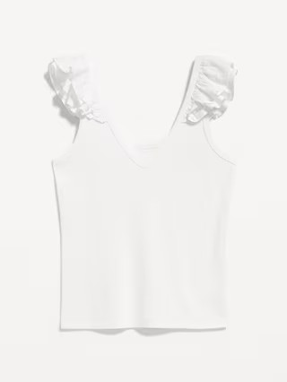 Ruffle-Trim Mixed Material Top | Old Navy (US)