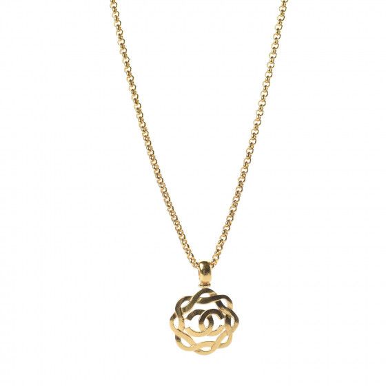 CC Chain Pendant Long Necklace Gold | Fashionphile