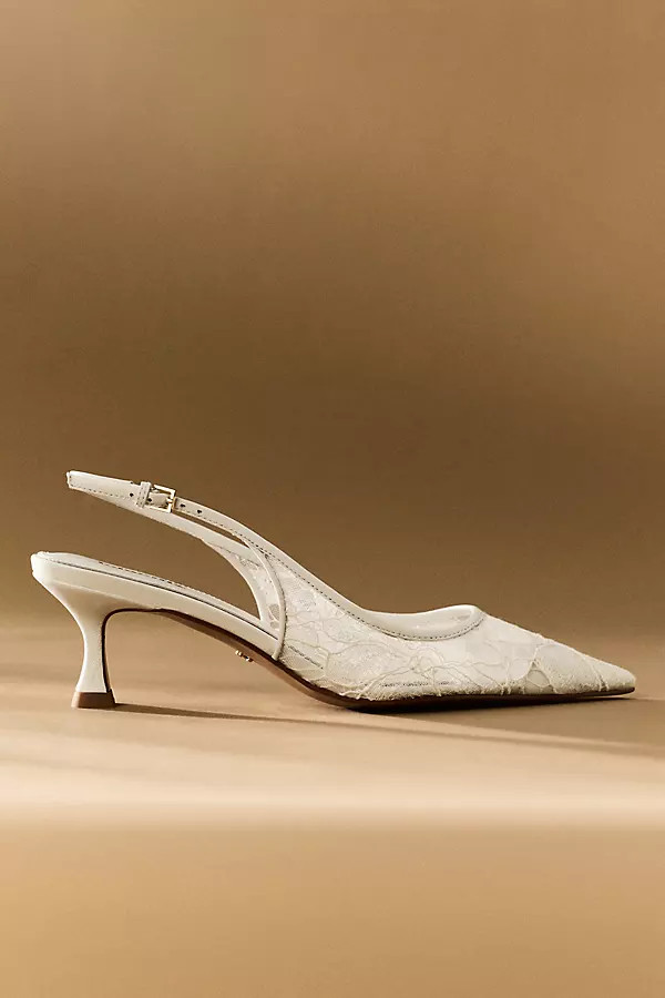 Lola Cruz Alberta Lace Kitten Pumps | Anthropologie (US)