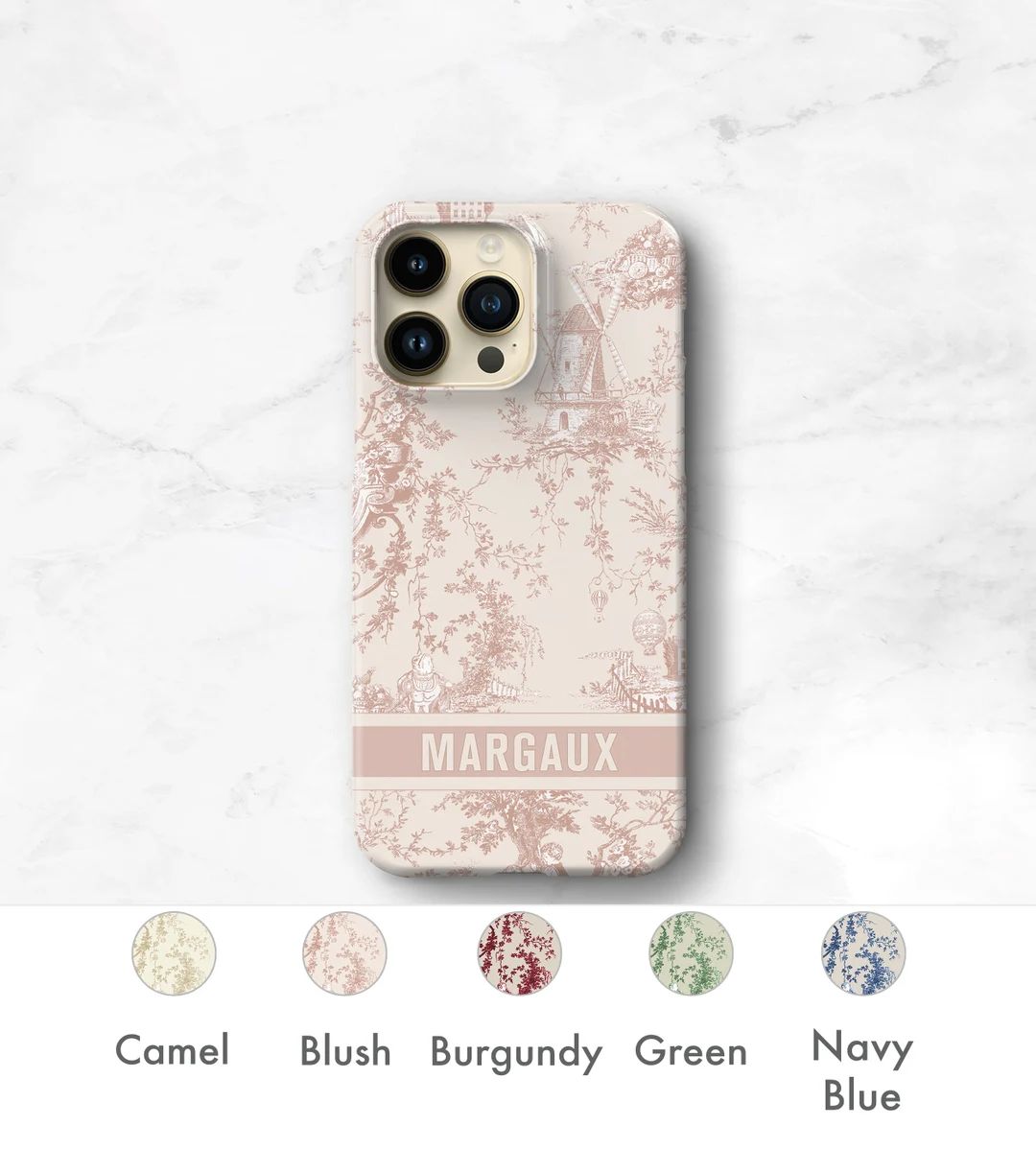 Custom Name Phone Case Cute Blush Pink Toile iPhone 11 12 13 - Etsy | Etsy (US)