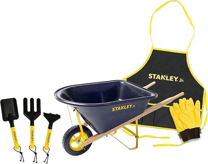 Stanley Jr. Kids Wheelbarrow Set – 6-Piece Durable Toddler Wheelbarrow & Garden Tools – Child... | Amazon (US)