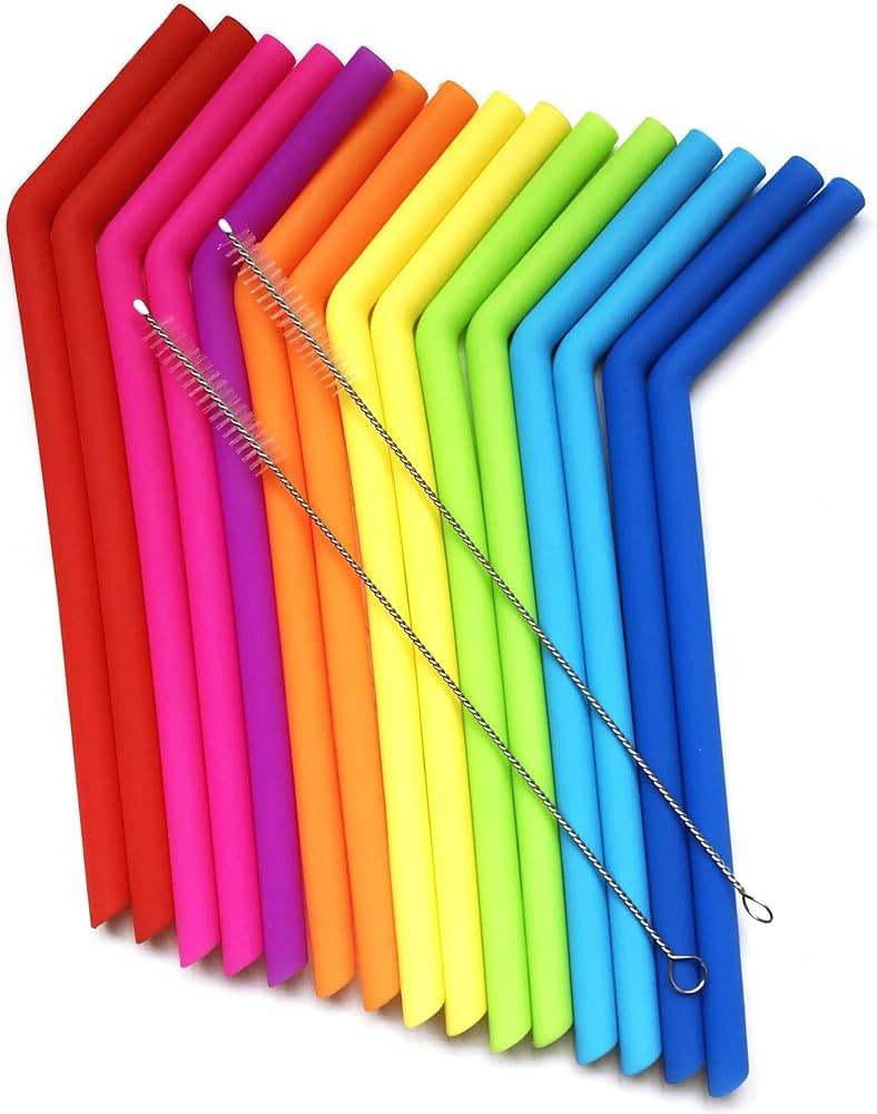 15 FITS ALL TUMBLERS STRAWS - Reusable Silicone Straws for 30 and 20 oz Yeti - Flexible Easy to C... | Amazon (US)