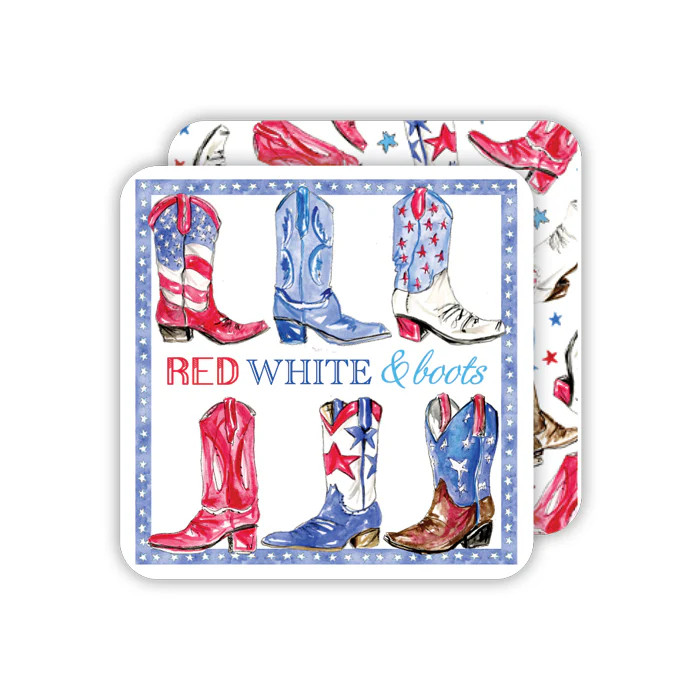 Red White and Boots Patriotic Coaster | Rosanne Beck Collections