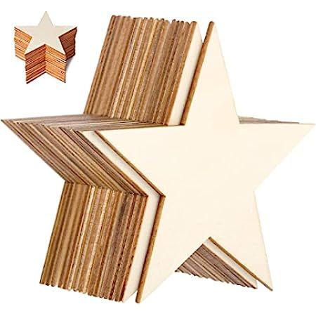 100 Pieces Wood Stars for Crafts，Unfinished Wood Stars for Crafts，Blank Wood Pieces Wooden Cutouts O | Amazon (US)