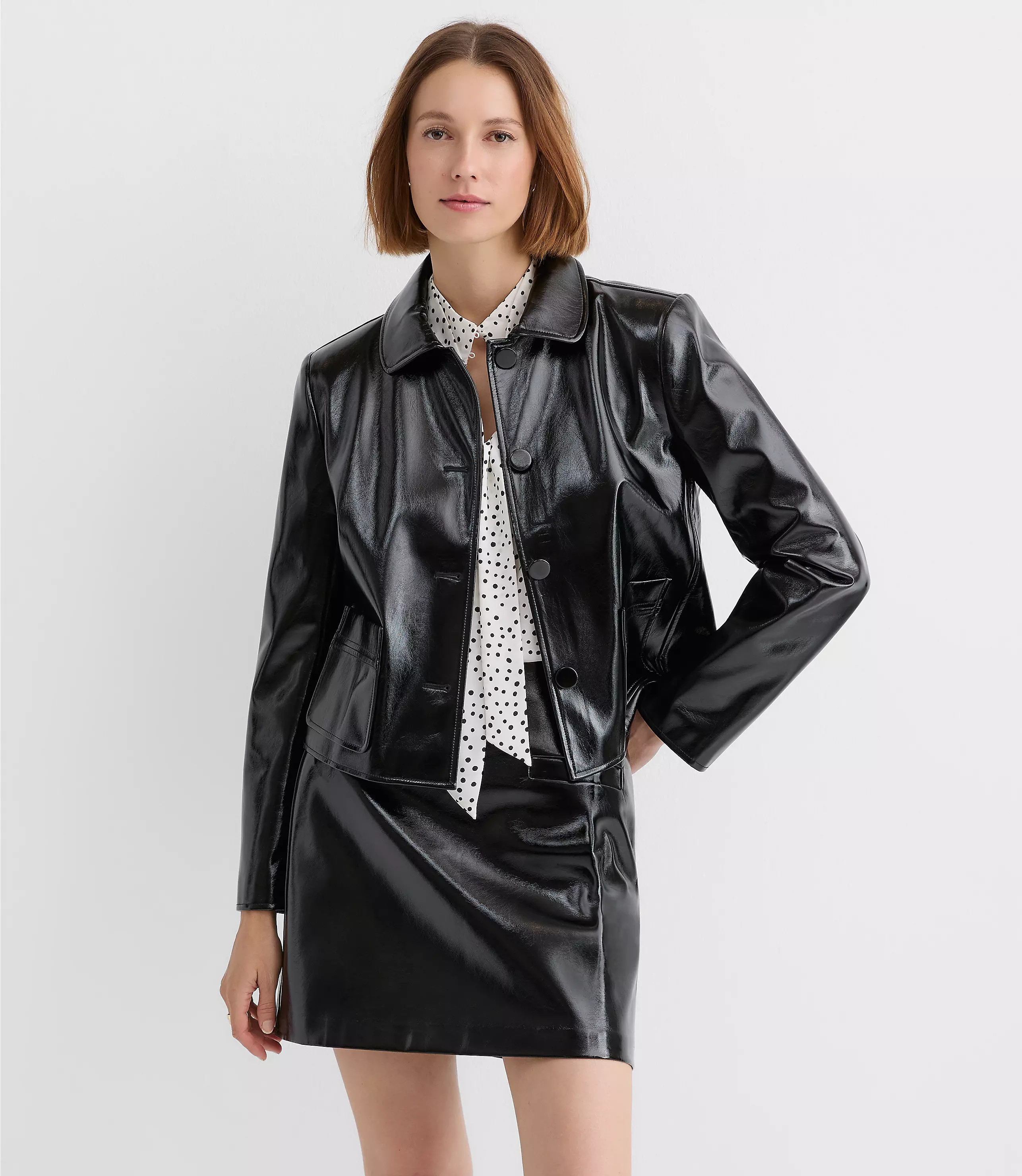 Faux Leather Patch Pocket Jacket | LOFT