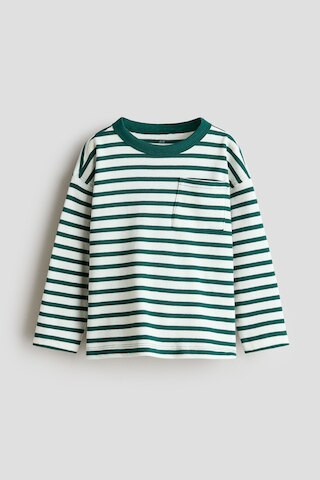 H & M - Cotton Shirt - White/Dark Green Striped | H&M (US + CA)