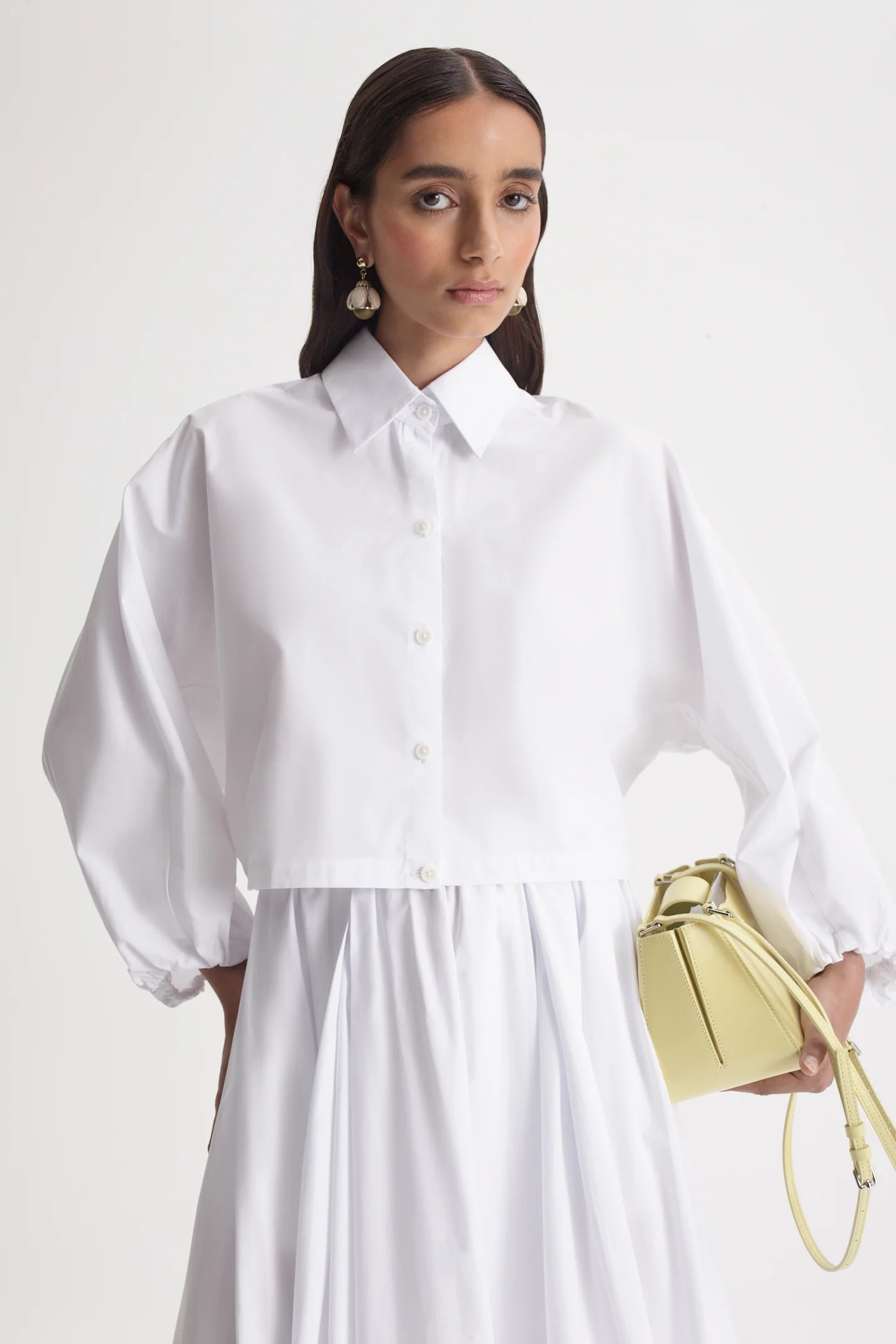 PARACHUTE COTTON GATHER SHIRT - WHITE - Scanlan Theodore | Scanlan Theodore