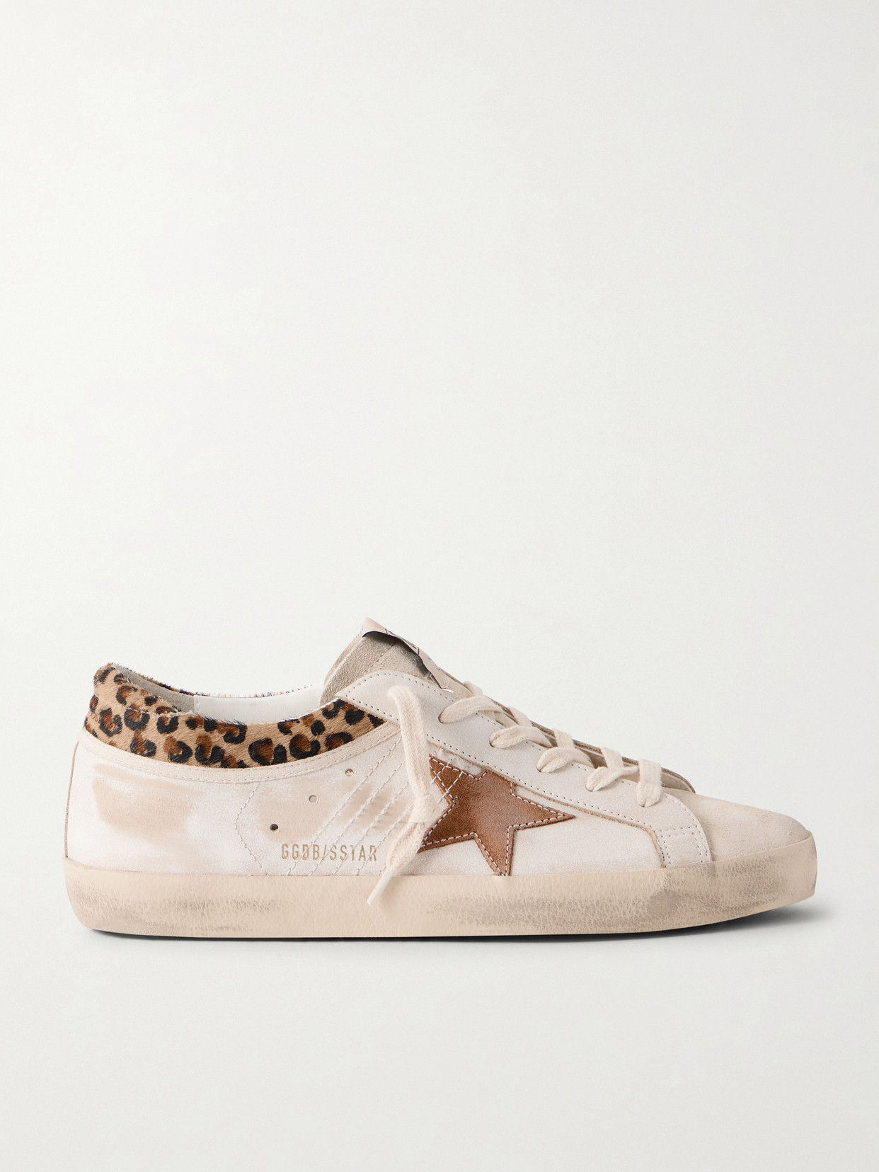 Golden Goose - Super Star Calf Hair And Suede-trimmed Distressed Leather Sneakers - Off-white | NET-A-PORTER (US)