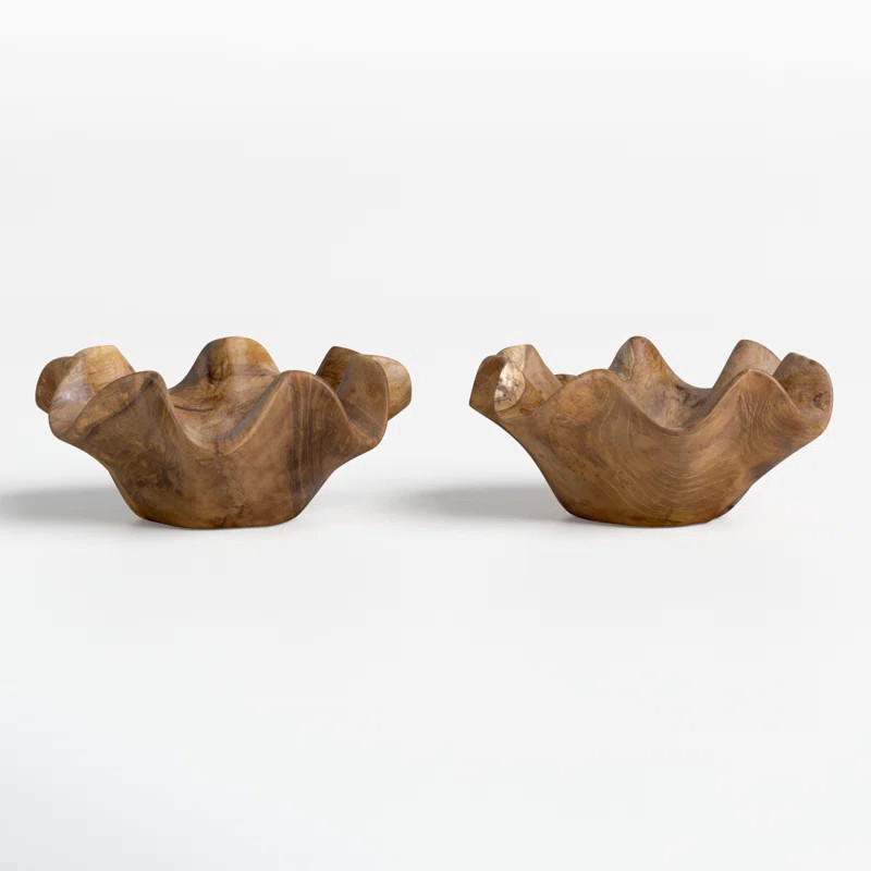 Birch Lane™ Falesia Teak Curved Bowls - Set Of 2 - Natural | Wayfair | Wayfair North America