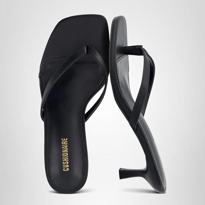 CUSHIONAIRE Miami Kitten Heels for Women, Thong Flip Flop Heeled Sandals with Memory Foam, Slip O... | Amazon (US)