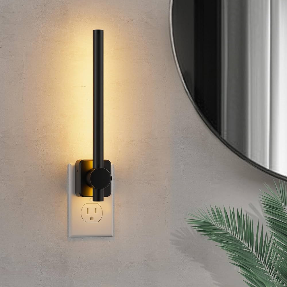 L LOHAS LED Night Light, Black Vanity Night Light Plug into Wall 0-200LM, Dusk to Dawn Sensor, 2 ... | Amazon (US)