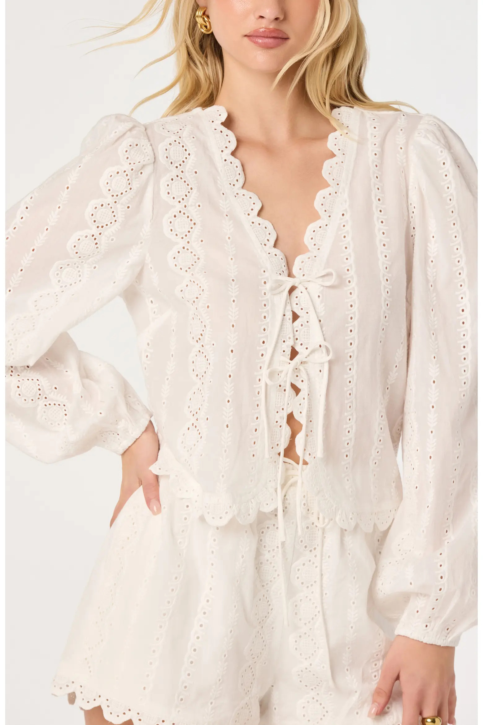 Leah Tie Front Eyelet Top (Women) | Nordstrom | Nordstrom