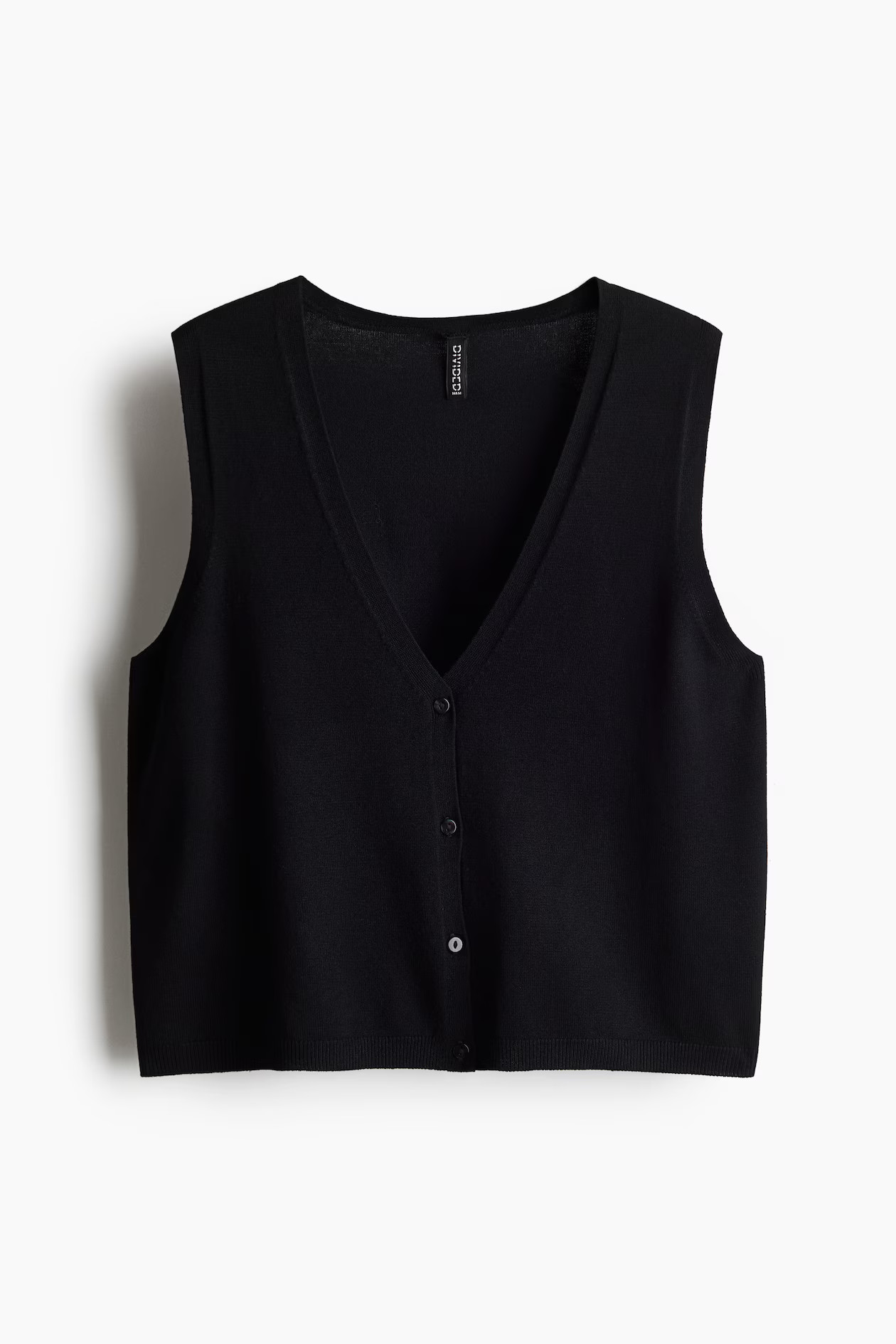 Button-front Sweater Vest - V-neck - Sleeveless - Black - Ladies | H&M US | H&M (US + CA)