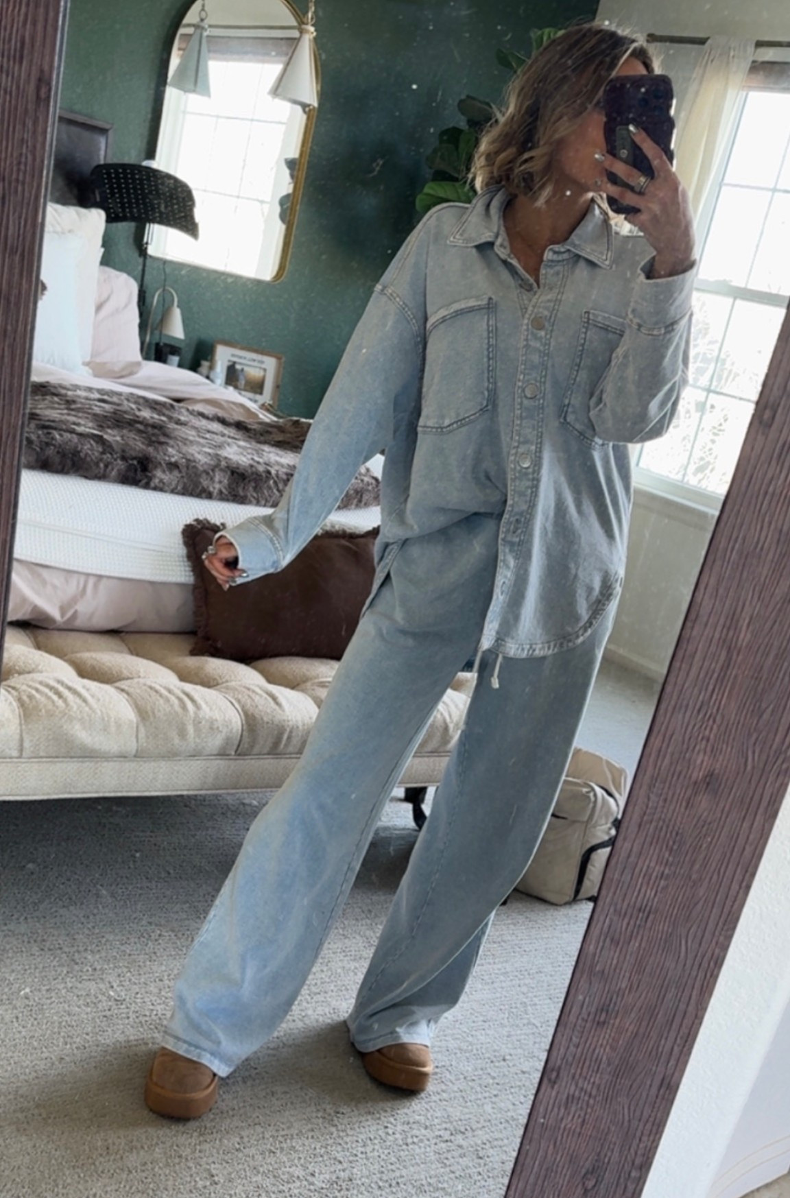 The coziest denim set. You will LIVE in this. Trust me!!!!! 