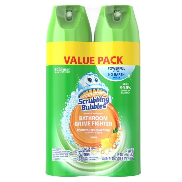 Scrubbing Bubbles Bathroom Grime Fighter Aerosol, Disinfectant Spray; Effective Tile, Bathtub, Sh... | Walmart (US)