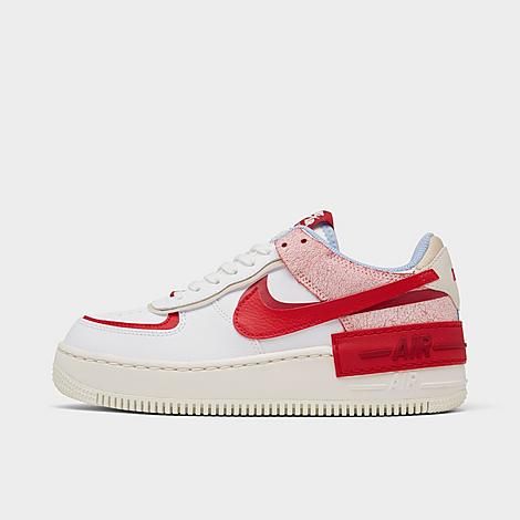 Nike Women's Air Force 1 Shadow Casual Shoes in Red/White/Summit White Size 7.5 Leather | Finish Line (US)