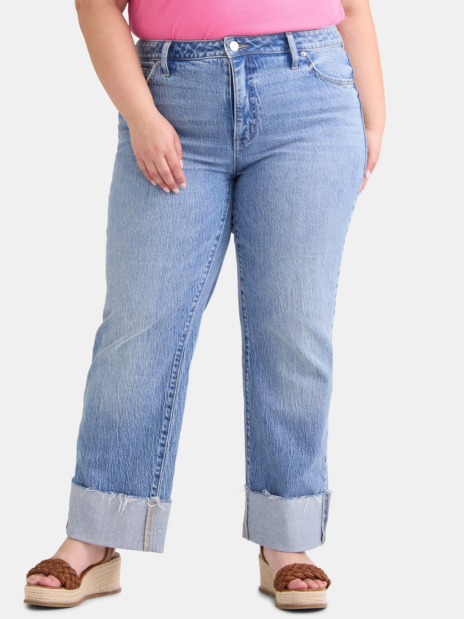 Terra & Sky Women's Plus Size Denim High Rise Wide Leg Jeans, 29" Inseam, Sizes 14W-28W | Walmart (US)