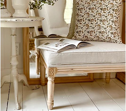 Cozy Cottage by Liz Marie Removable Cushion Ottoman - QVC.com | QVC