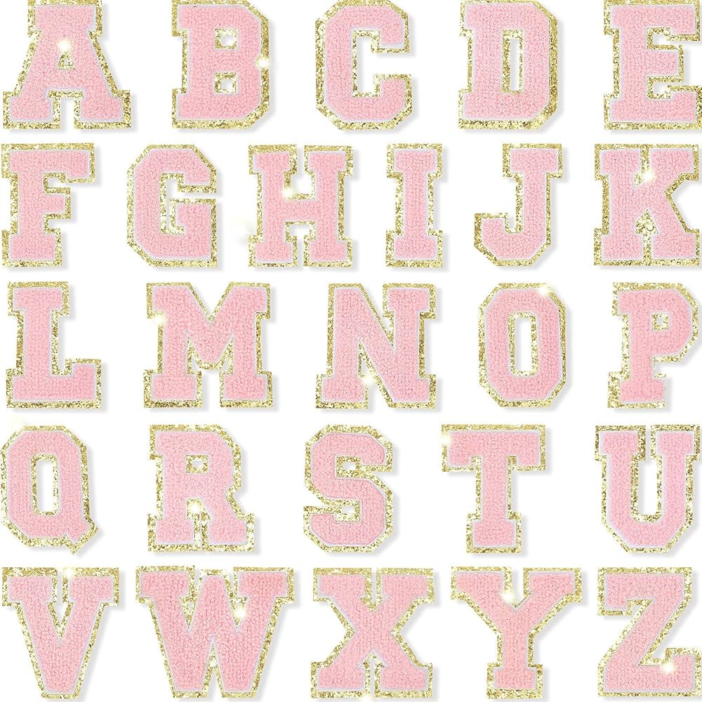 26 Pieces Chenille Letter Patches Iron On Letters Patch Letter Patches Glitter Chenille Patches A... | Amazon (US)
