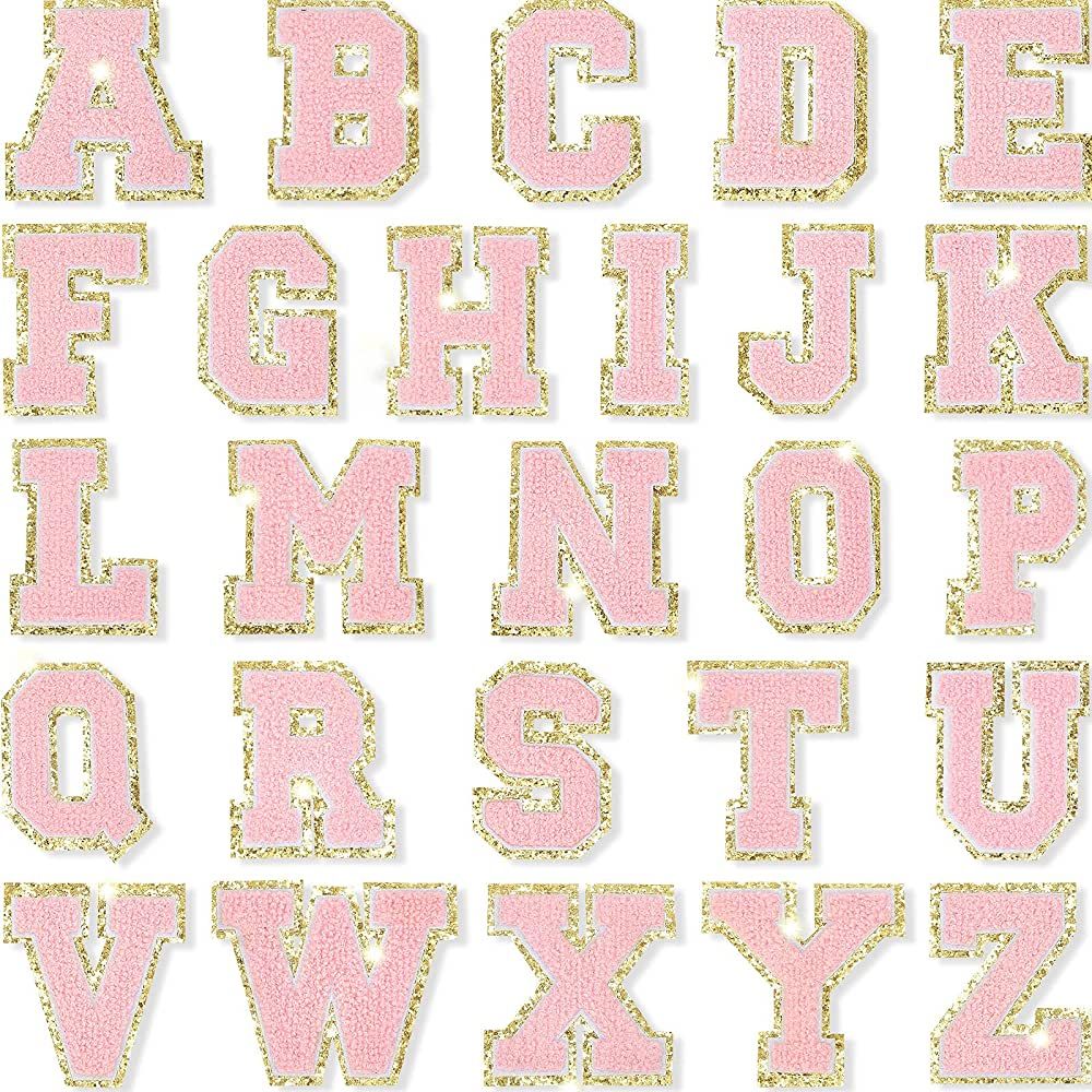 26 Pieces Chenille Letter Patches Iron On Letters Patch Letter Patches Glitter Chenille Patches A... | Amazon (US)