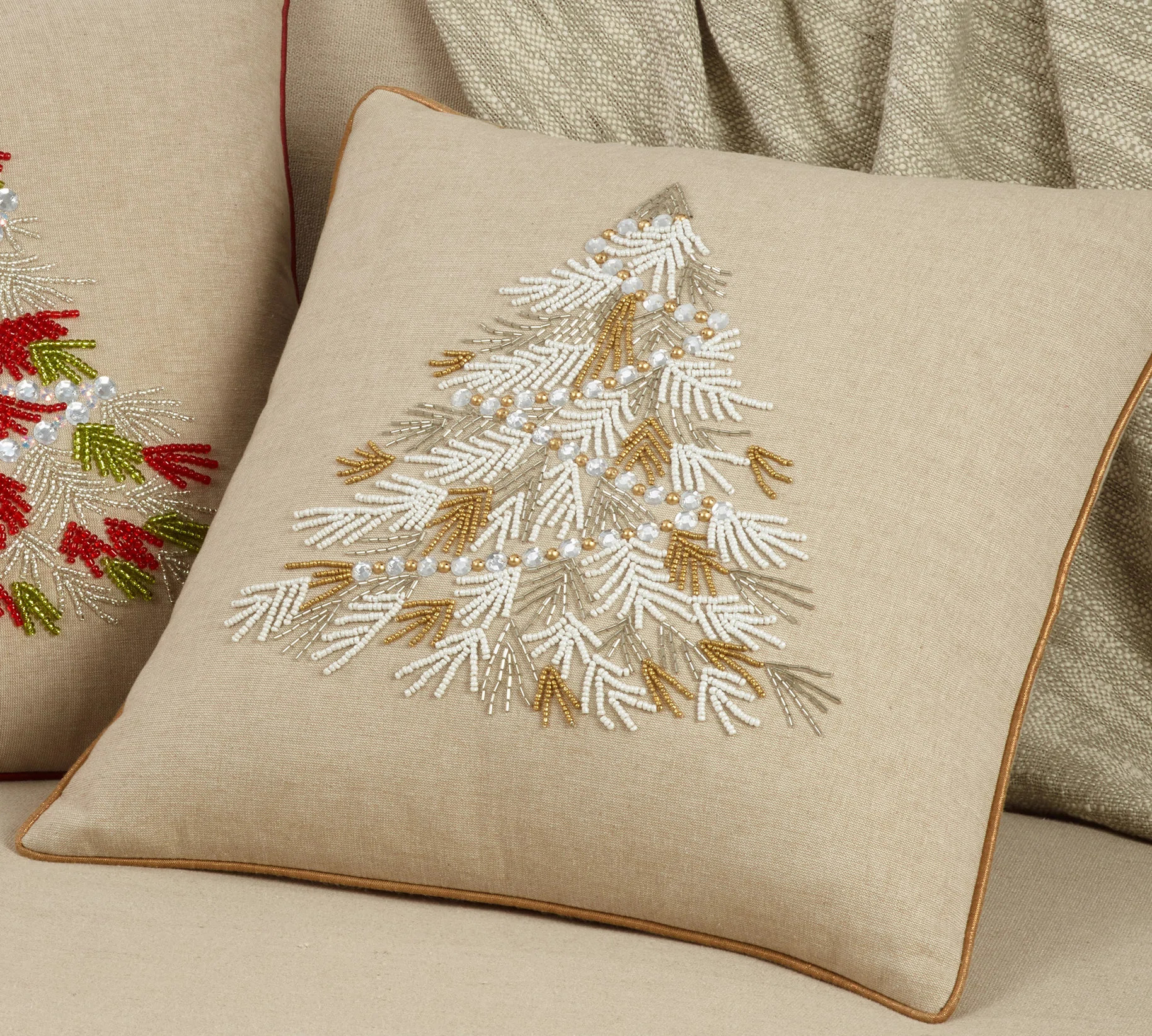 Saro Lumières Collection Beaded Christmas Tree Pillow, Cover Only & Reviews | Wayfair | Wayfair North America