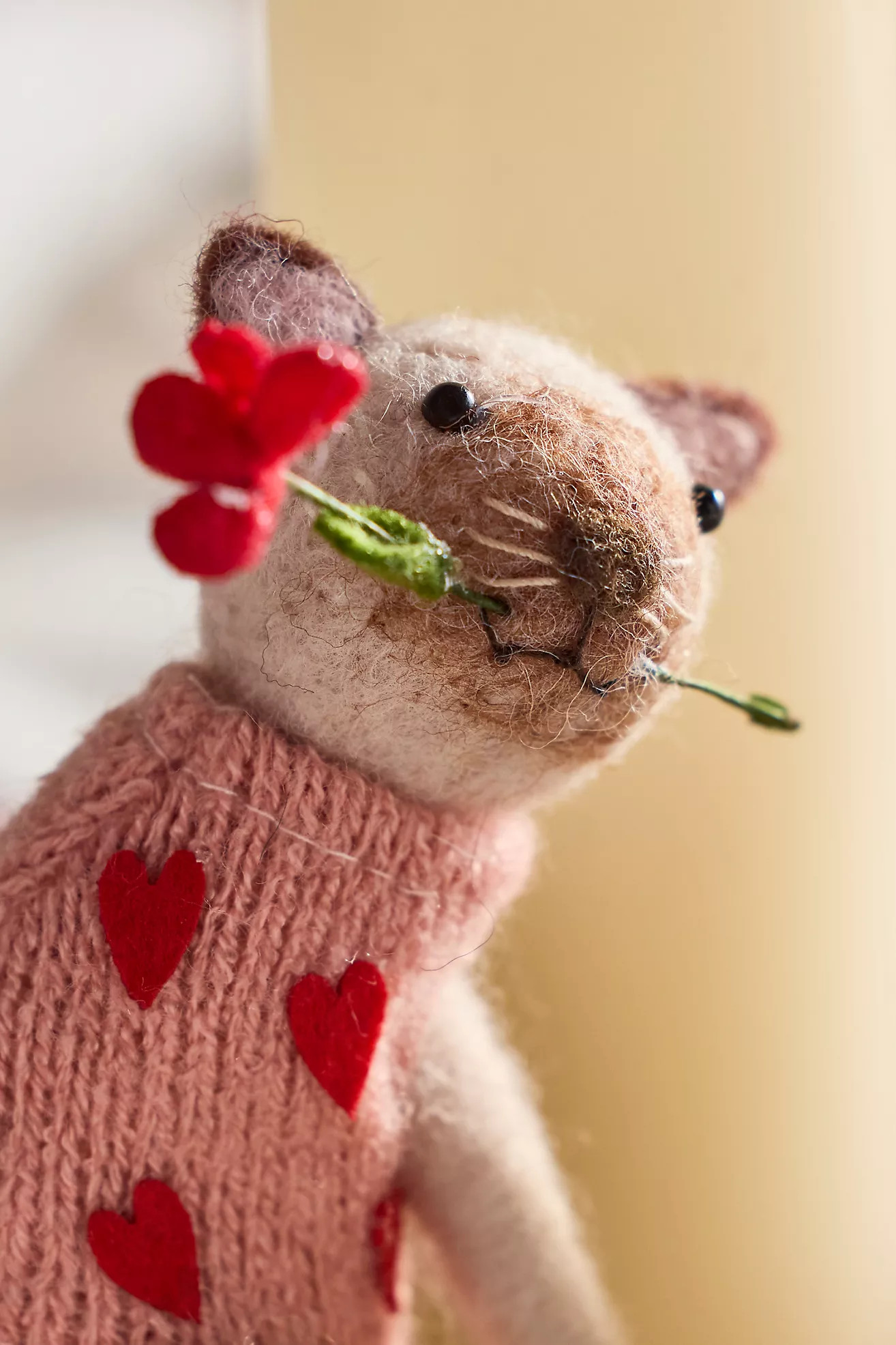 Heart Sweater Cat Felt Critter | Anthropologie (US)