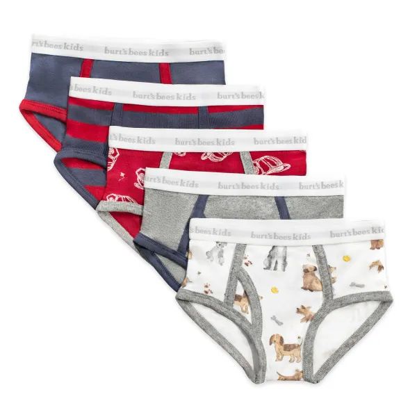 Puppy Party & Fire Fighter Hats Organic Cotton Toddler Boy Underwear 5 Pack | Burts Bees Baby