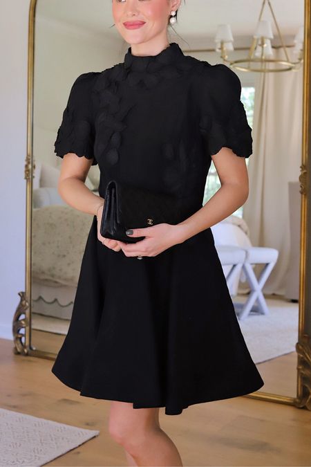 Black floral appliqué dress (wearing a 2!)
