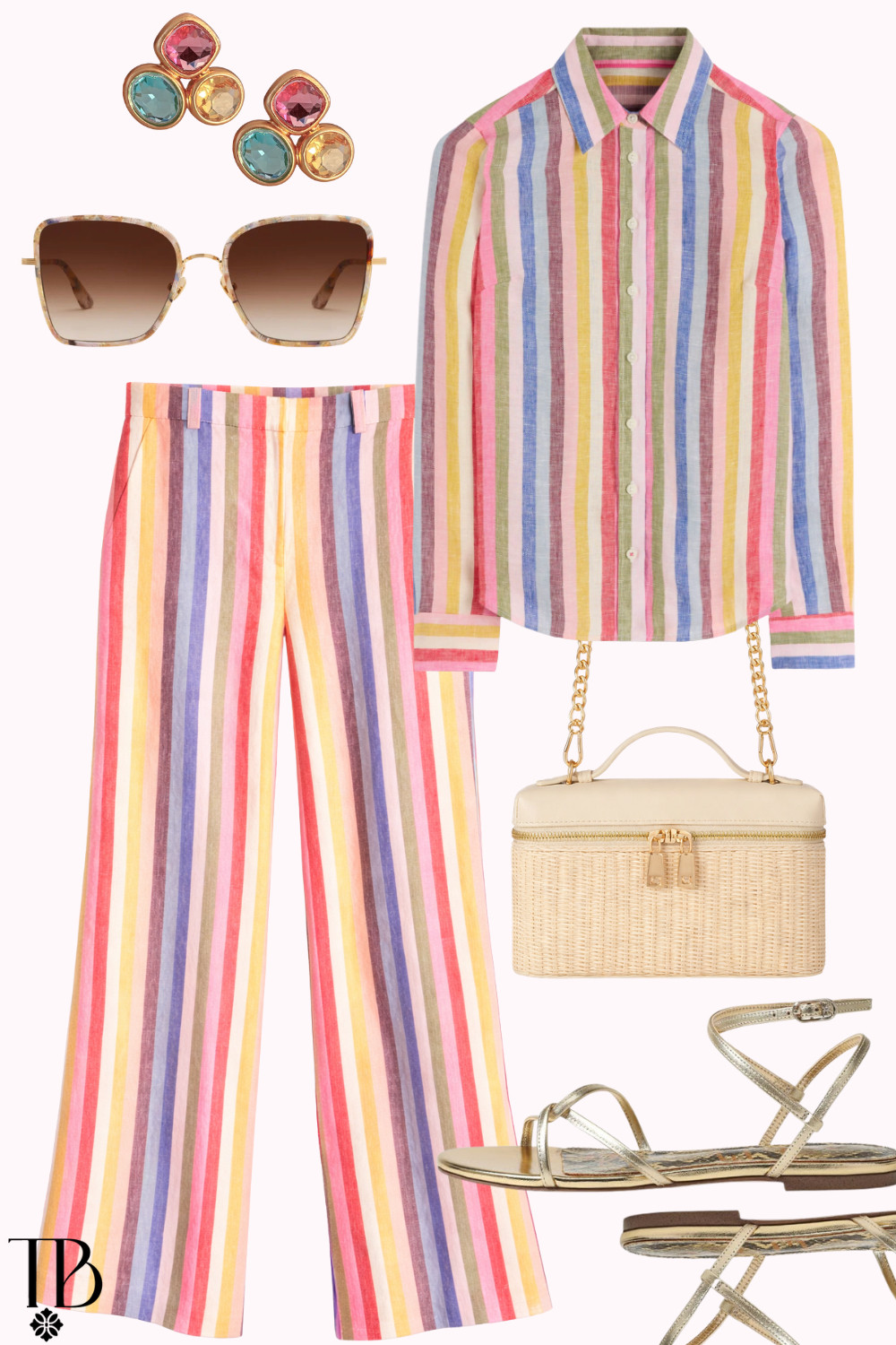 The perfect colorful outfit ✨ This striped top and pants paired with gold sandals, a woven bag, and statement earrings makes such a fun warm-weather look.

 

 #LTKFestival #LTKSeasonal #LTKTravel