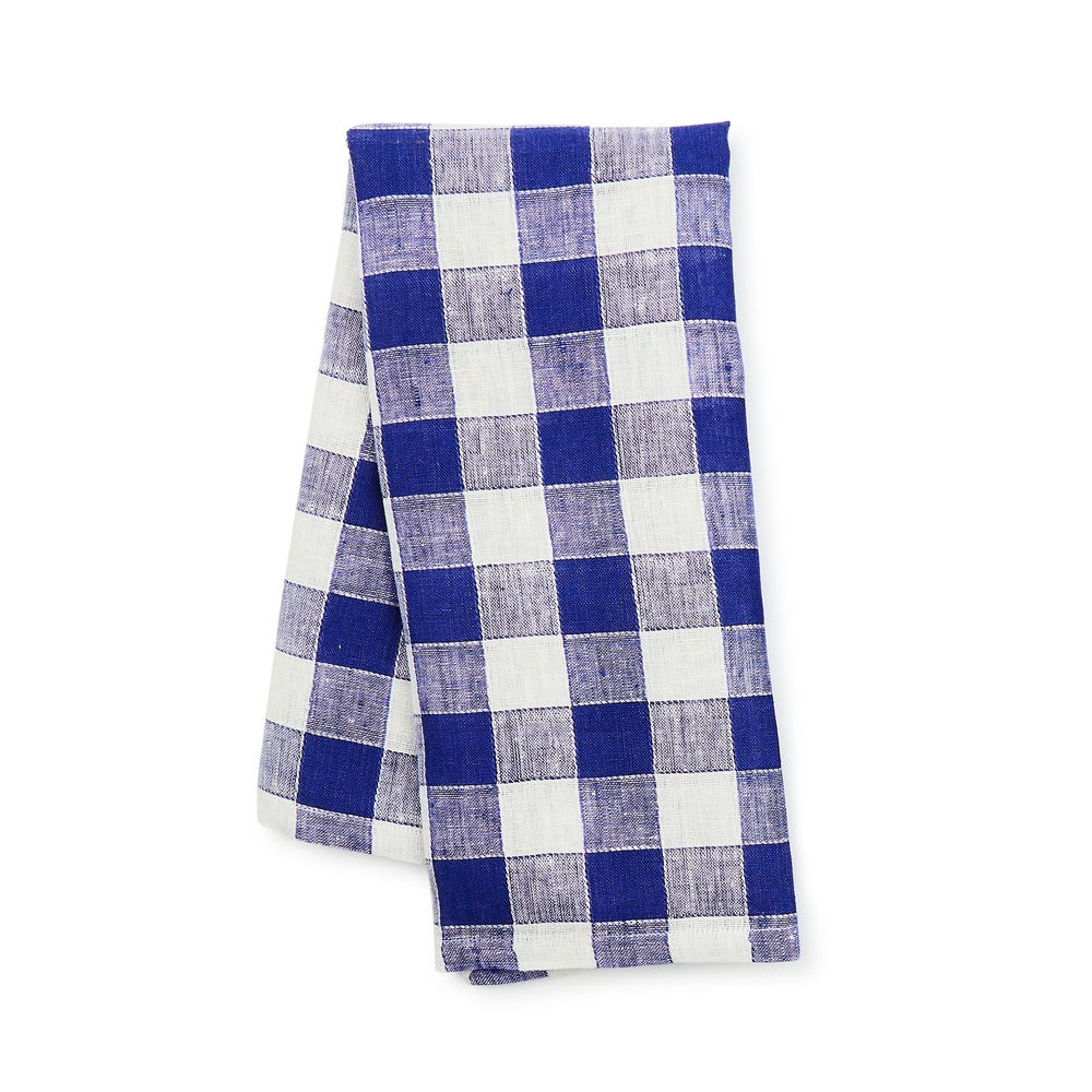 Navy Check Linen Dish Towel | MacKenzie-Childs
