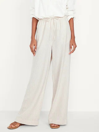 High-Waisted Linen-Blend Super Wide-Leg Pants | Old Navy (CA)
