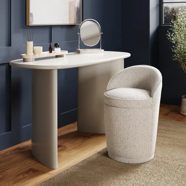 Estelle Fleck Boucle Swivel Storage Footstool | Dunelm