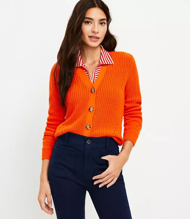 Ribbed V-Neck Cardigan | LOFT