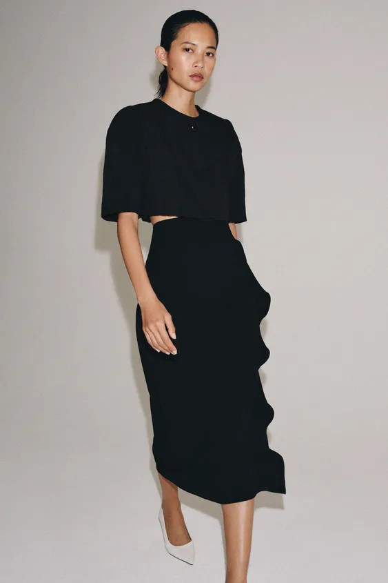 ZW COLLECTION RUFFLED MIDI SKIRT | Zara US