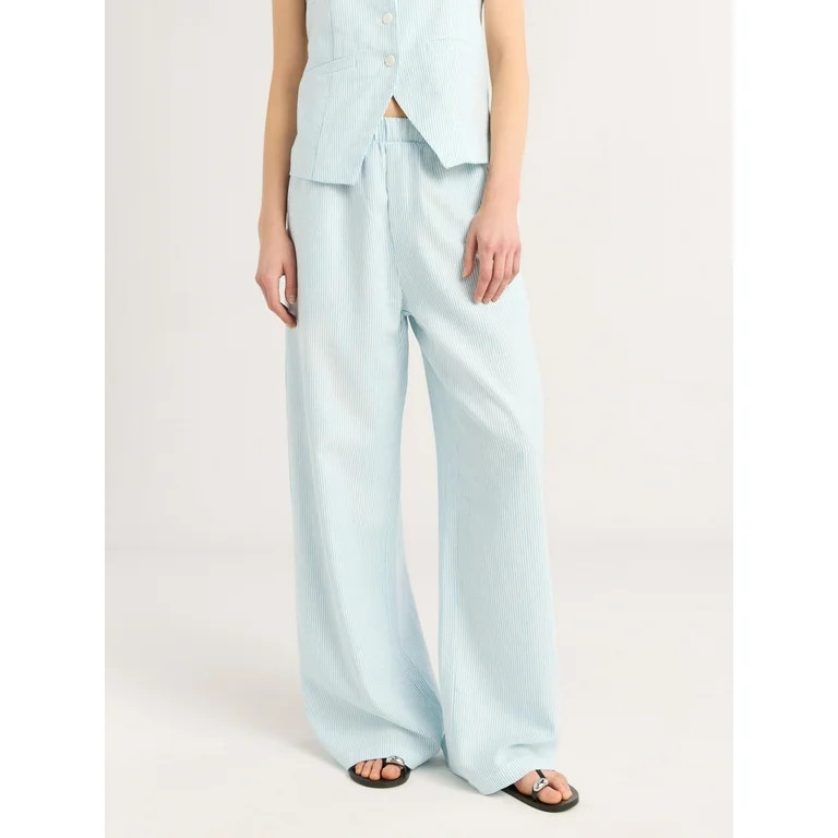 Scoop Women's Linen Blend Wide Leg Pants, 32" Inseam, Sizes XS-4X | Walmart (US)